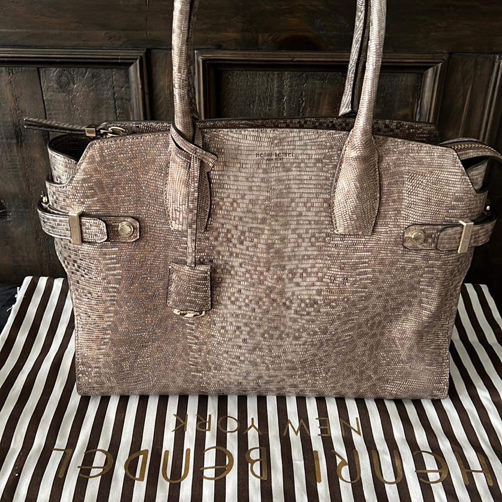 Henri Bendel Snakeskin gold handbag